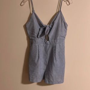 Evenly Blue & White Stripped Romper